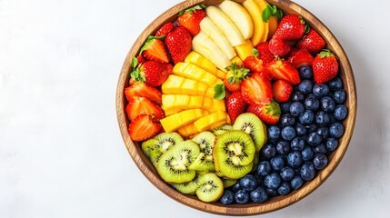 Vibrant Assorted Fresh Fruit Platter with Strawberries and Kiwi