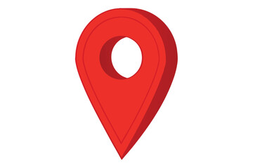 Vibrant Red Location Pointer Graphic for Maps and Navigation Applications with Clear White Background and Modern Design
