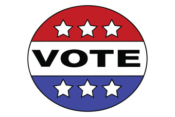 Vote Button with Patriotic Colors Encouraging Civic Engagement and Political Participation in Democratic Elections and Government Featuring Stars