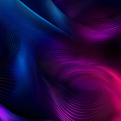 Fototapeta premium Abstract digital art of wavy lines in gradient blue and purple colors creating a dynamic 3d effect