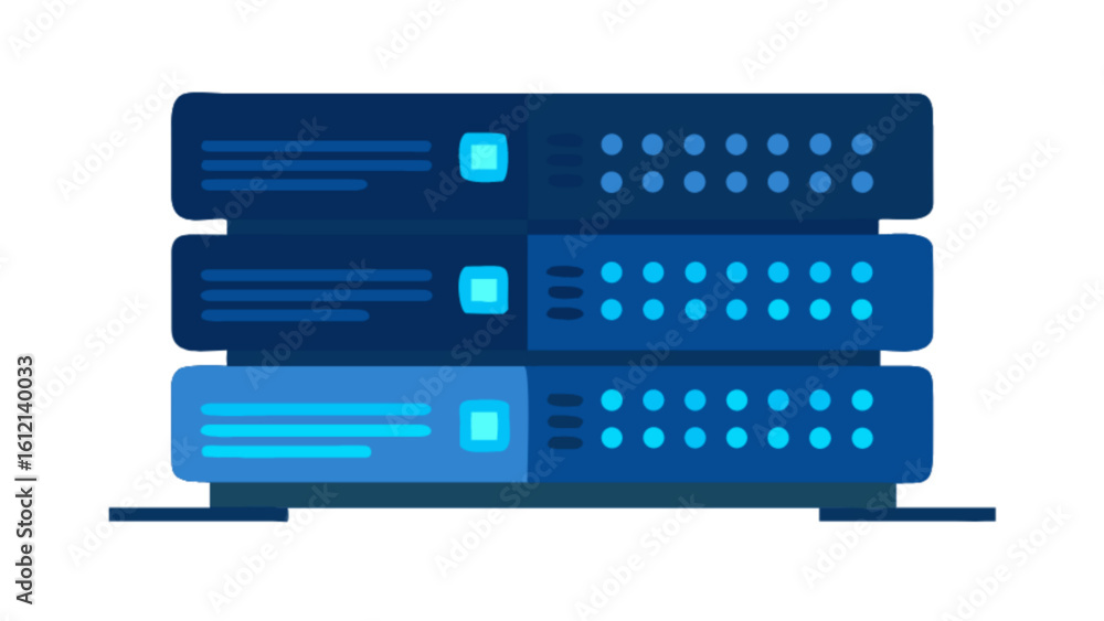 Aufkleber illustration of network server data center for hosting cloud computing and information technology in
