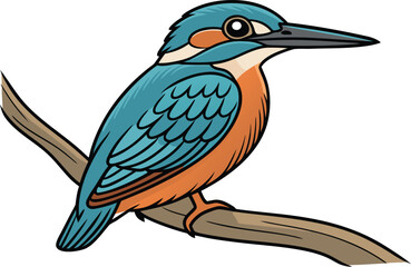 Realistic kingfisher bird design with vivid colors and detailed feathers.High quality kingfisher bird illustration showing natural textures and posture. Detailed lifelike kingfisher bird artwork with