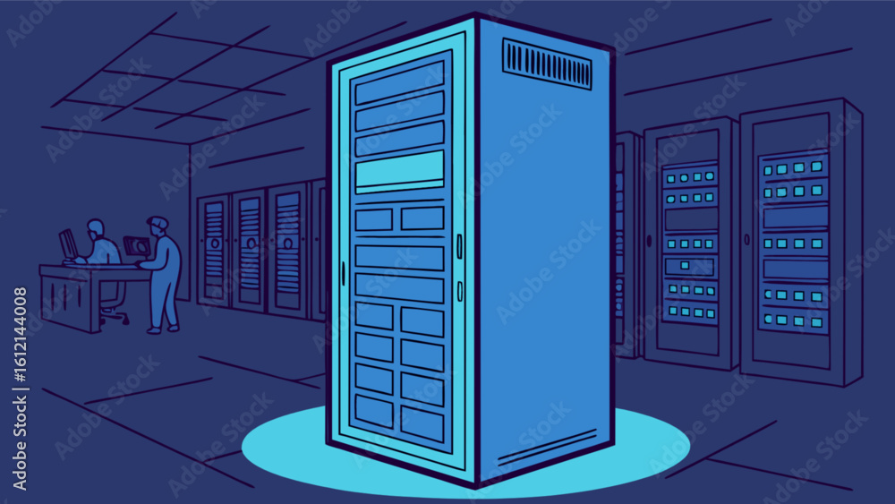 Aufkleber data center server room it infrastructure network rack storage system technology cloud computing sol