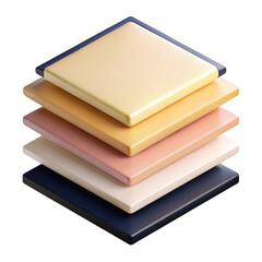 3d stacked square tiles with subtle color variations isolated on transparent background
