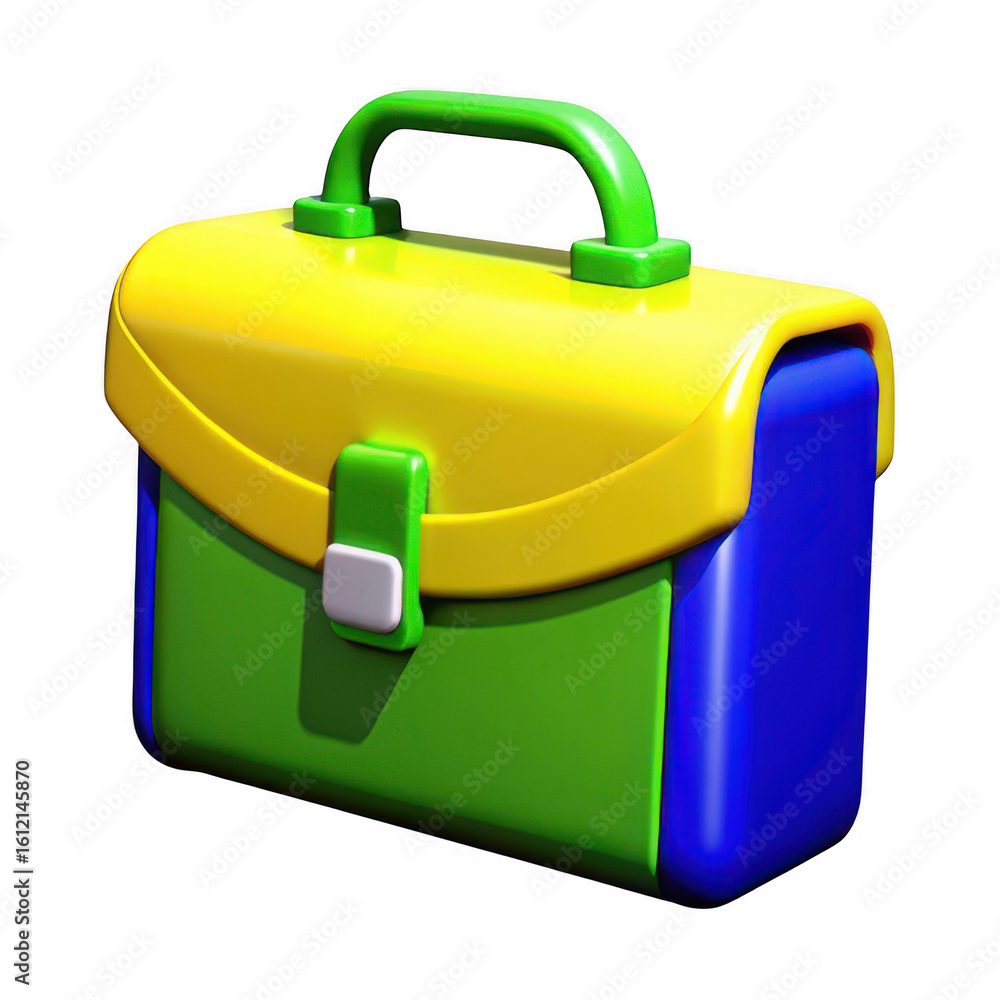 Poster 3d colorful lunch box with handle isolated on transparent background