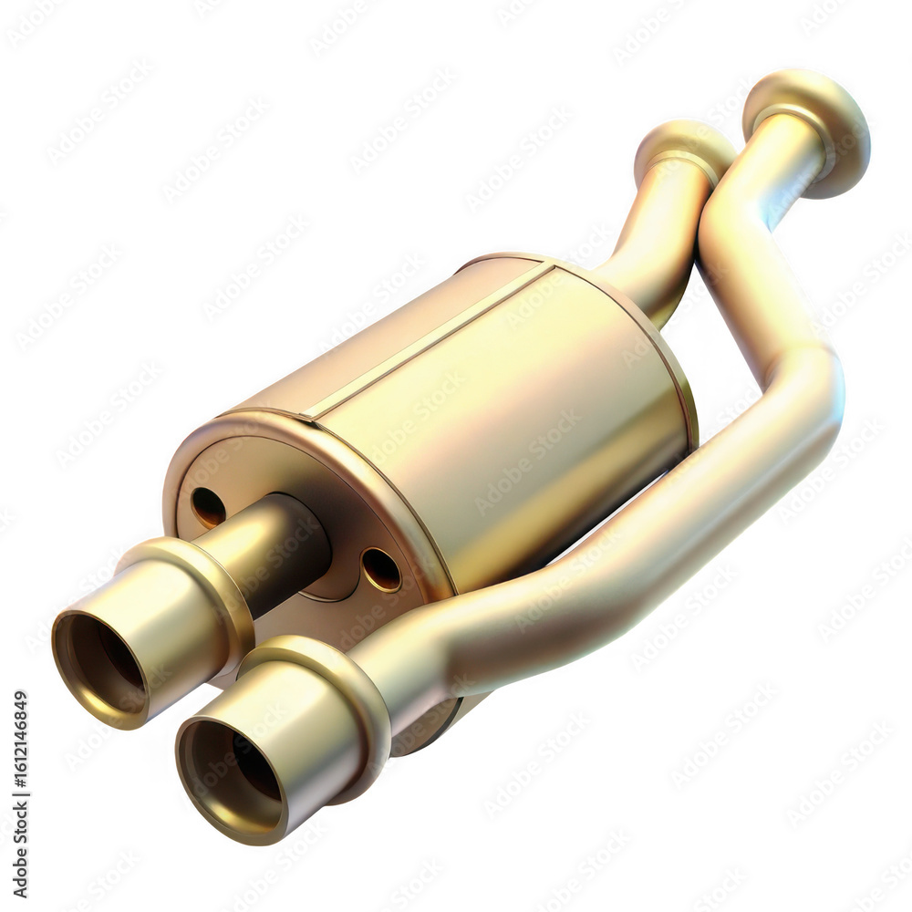 Poster 3d performance exhaust system component isolated on transparent background