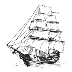 Ancient Sailboat silhouette vector illustration