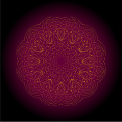 Deep Magenta Pink Mandala with Detailed Petals and Linework