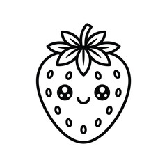 Cute kawaii strawberry character with a happy face