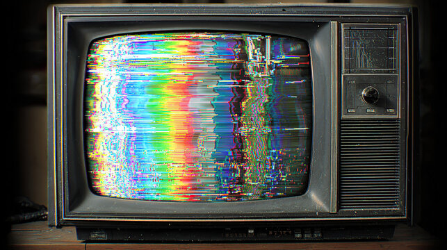 Analog TV static noise with interference lines