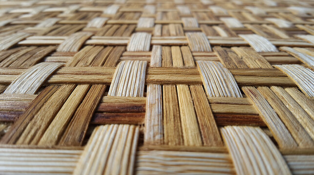 Intricate bamboo mat weave with linear patterns