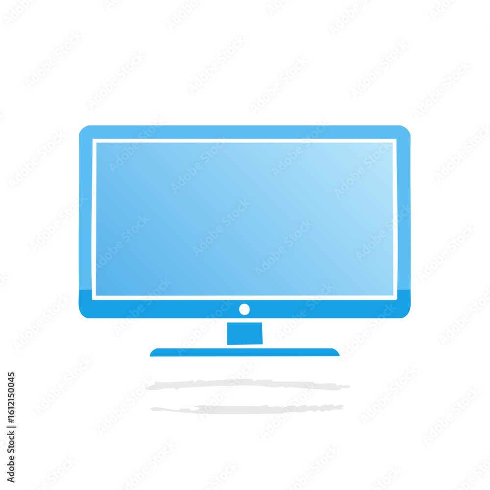 Poster display screen vector illustration featuring modern technology interface and blank blue computer mon