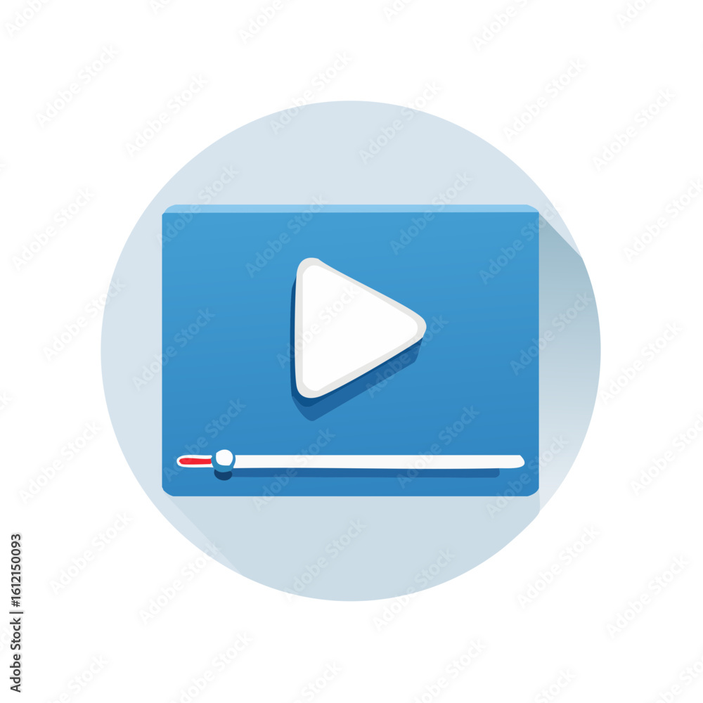 Poster media player interface illustration with play button and timeline for web design user interface and 