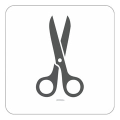 Stylized Scissors Icon - Cutting, Craft, Hairdressing Symbol on White Background