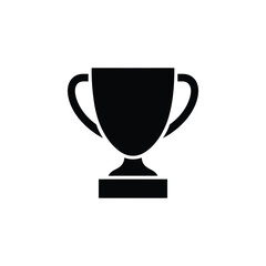 Simple black silhouette of a trophy cup on a white background
