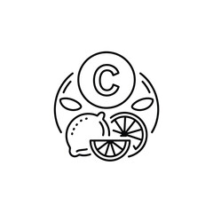 Vitamin c icon with lemon and citrus slices in a circular design