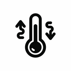 Thermometer icon showing temperature fluctuation and heat or cold