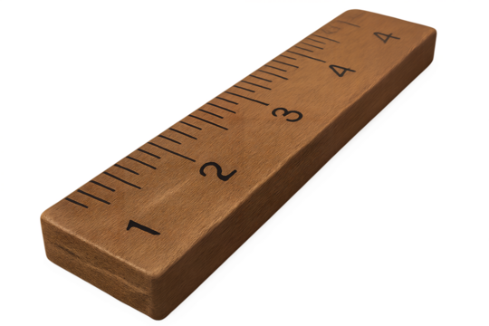 Wooden Ruler: A detailed, close-up shot of a precisely marked wooden ruler, embodying precision and the tools of measurement. 