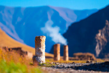Chimneys of copper smelting plant in Karabash ecological disaster zone