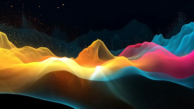 Abstract Colorful Landscape: Vibrant Digital Mountains and Valleys
