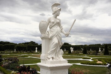 Classical marble statue of Greek goddess Europa (Europe) in the sculpture garden of Herrenhausen...