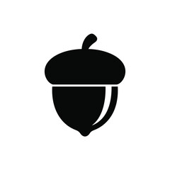 Simple black silhouette of an acorn on a white background