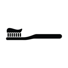 Black silhouette of a toothbrush with toothpaste on bristles