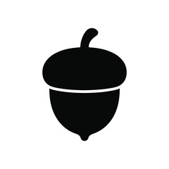 Simple black silhouette icon of an acorn
