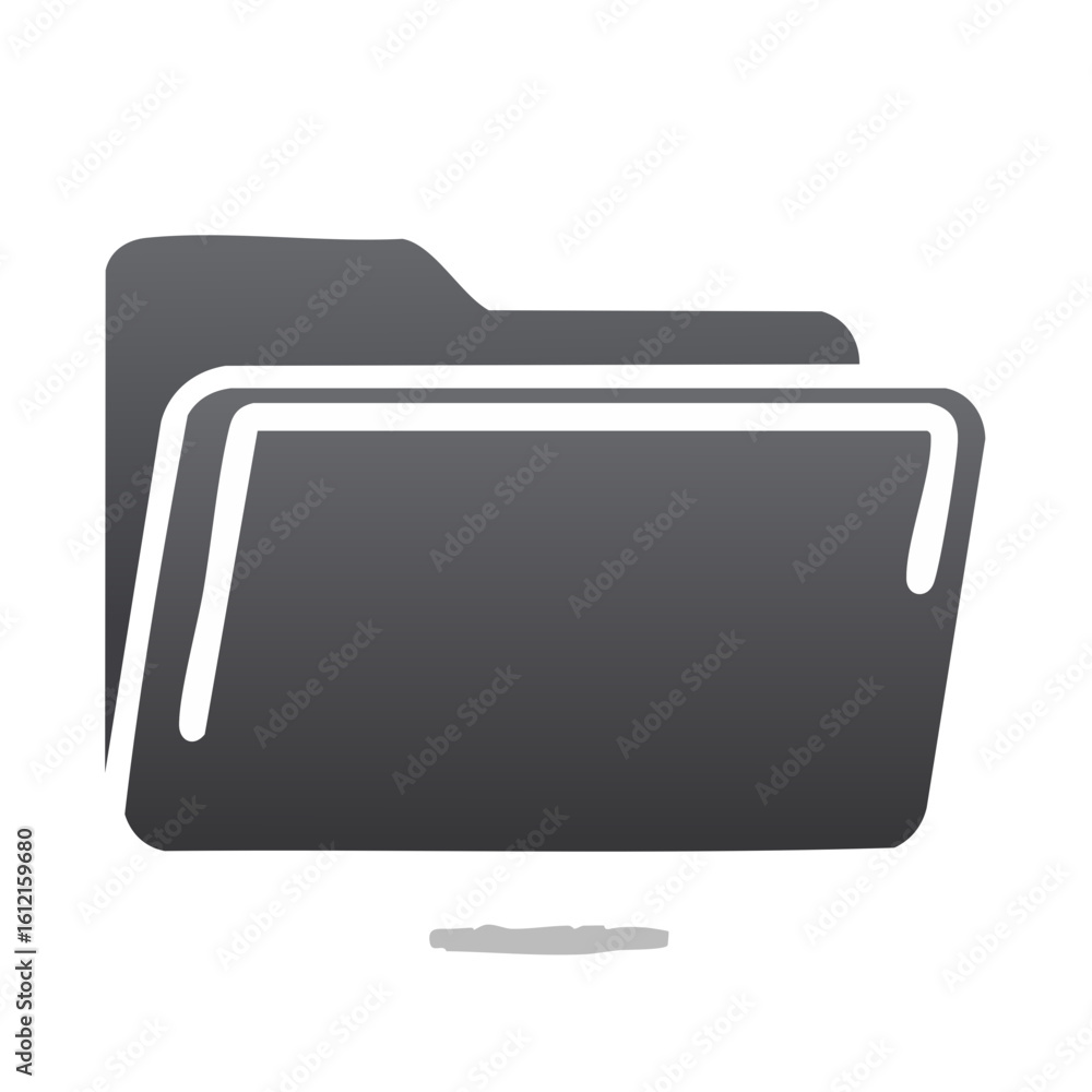 Poster gray folder icon for document organization and file management on black background