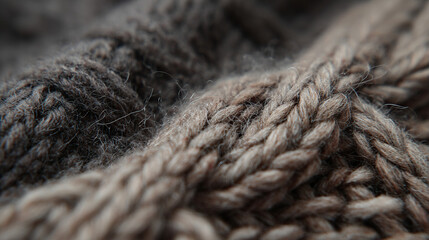 Close-up of knitted wool sweater fabric