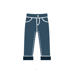 Denim Jeans Illustration: Trendy Blue Pants with Cuffed Hems on Black Background