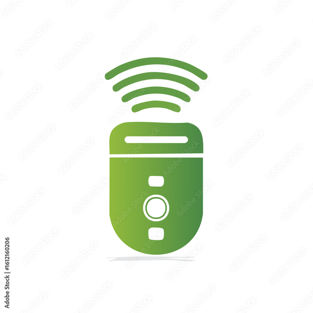 Poster modern green wireless device illustration on black background communication technology connecting ne
