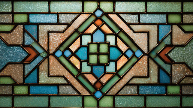 Intricate geometric leaded glass pattern