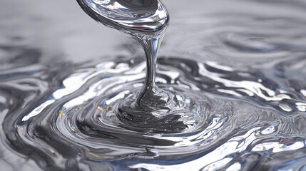 Liquid chrome metal pouring like mercury