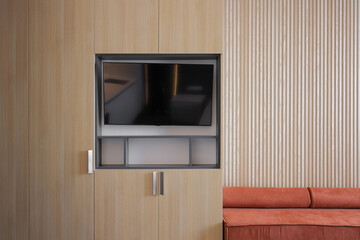 Flat panel TV built into furniture