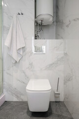 Toilet bowl in a modern interior toilet room