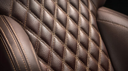 Quilted leather upholstery with diamond stitching