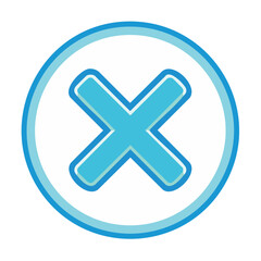 Obraz premium Blue cross mark in circle Negative decision error incorrect icon UI element symbol no cancel or delete