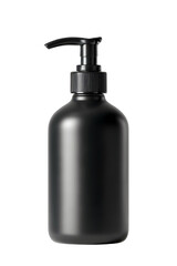 Matte black pump bottle with sleek modern design, ideal for men’s grooming, skincare, or shampoo. Bold, minimalist, and professional look.