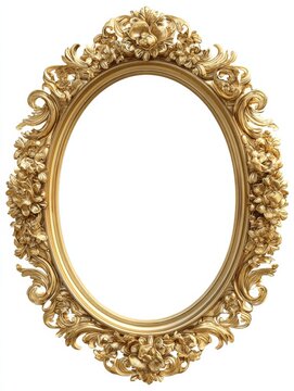 Vintage oval gold frame png cut out element set
