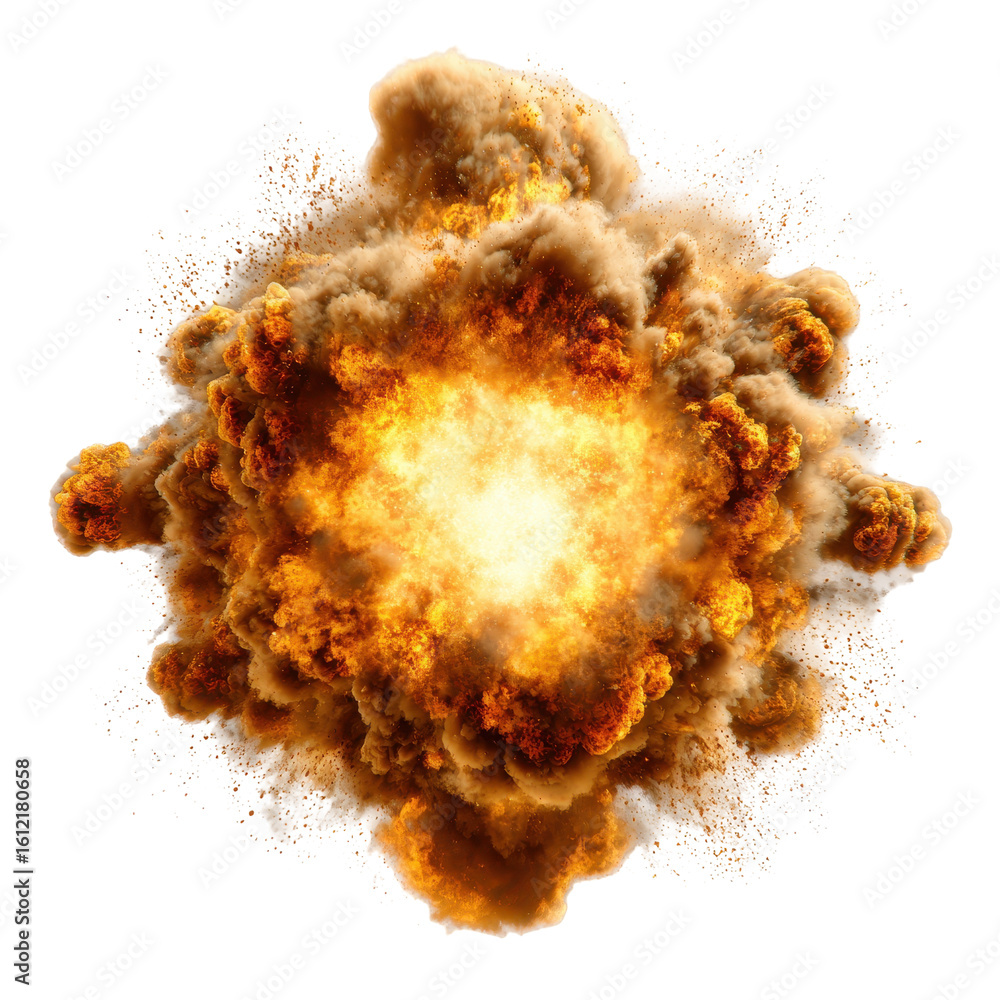 Aufkleber explosion creating a large cloud of dust and smoke in an intense display of power and energy