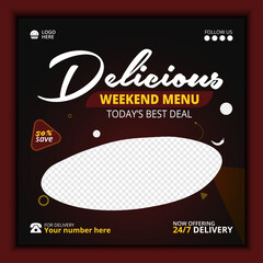 Food banner design template. The best vector graphic for social media posts. 