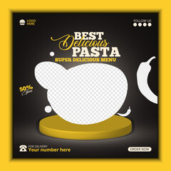 Pasta vector Social networking Food banner design template.