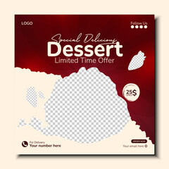 Delicious dessert! social media banner post design template with editable. Design of Food Banners for Instagram Sale Ads Promotion. meal, celebration cake party cake, and  birthday cake