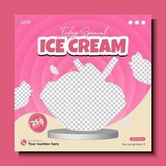 special delicious ice cream social media post design. Sweet ice cream Fast food, restaurants, and social media marketing for delicious ice cream