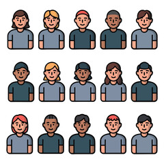 Diverse Flat Avatar Icons Set on White Background &ndash; Multicultural People Profile Illustrations for Web, App and UI Design