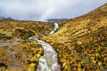 Eas a' Bhradain Waterfall, Blackhills Waterfall, Loch Ainort, A87 road, Isle of Skye, Scotland, UK	