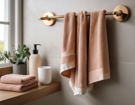 cozy and stylish hanging towels on wall hooks for bathroom decor inspiration