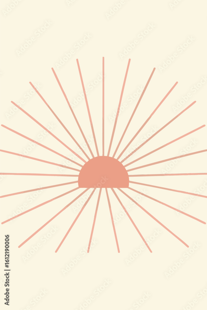 Aufkleber flat vector sunray burst in minimal lines and peach-rose color fade