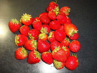 strawberries on black